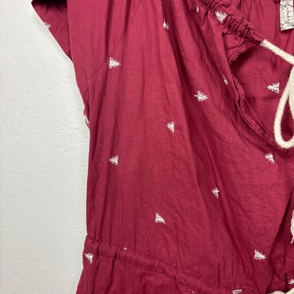 Intimately Free People Burgundy Short Sleeve Romper Boho Beachy Oversized Slouch - Picture 2 of 6